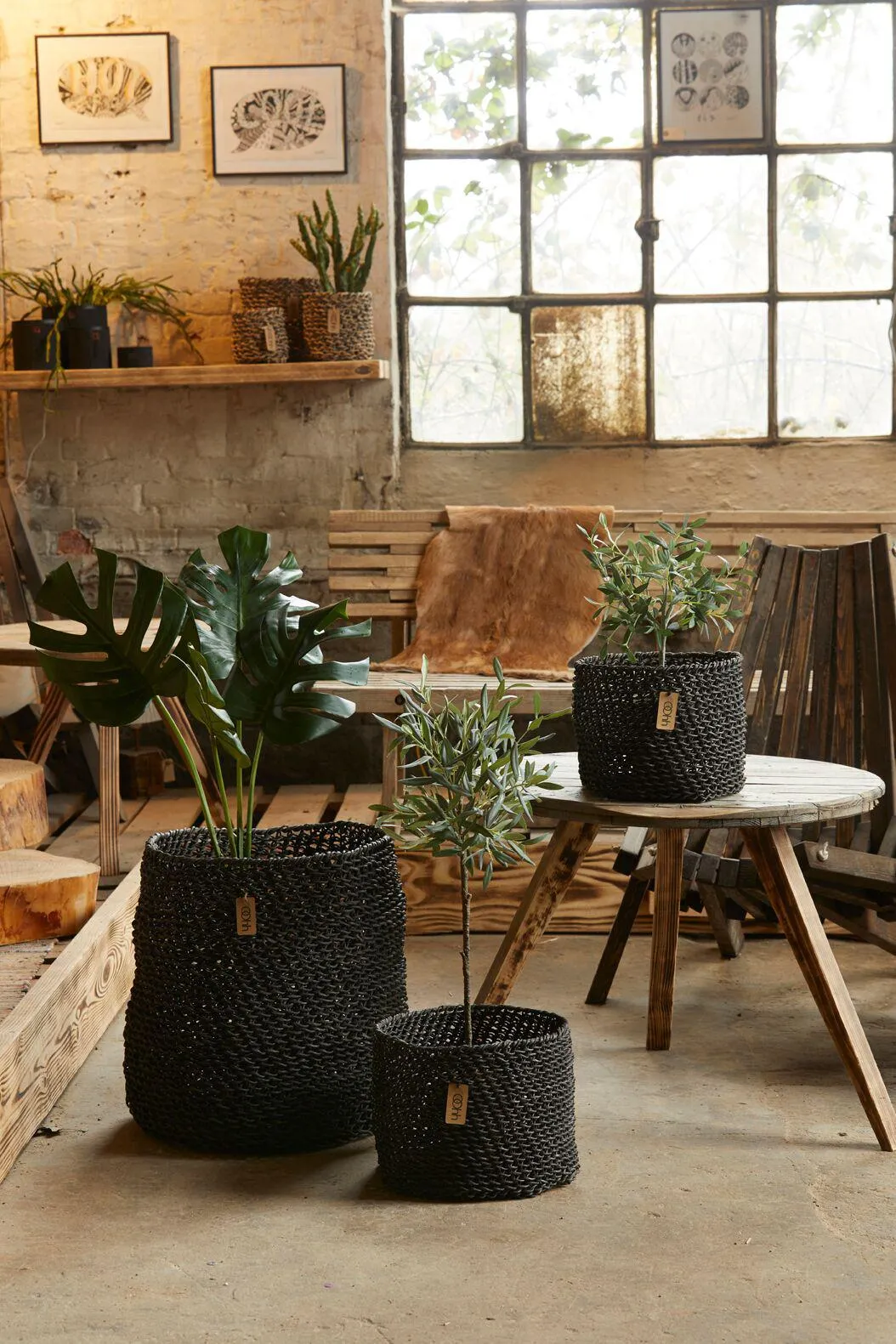 Black Handwoven Paper Basket