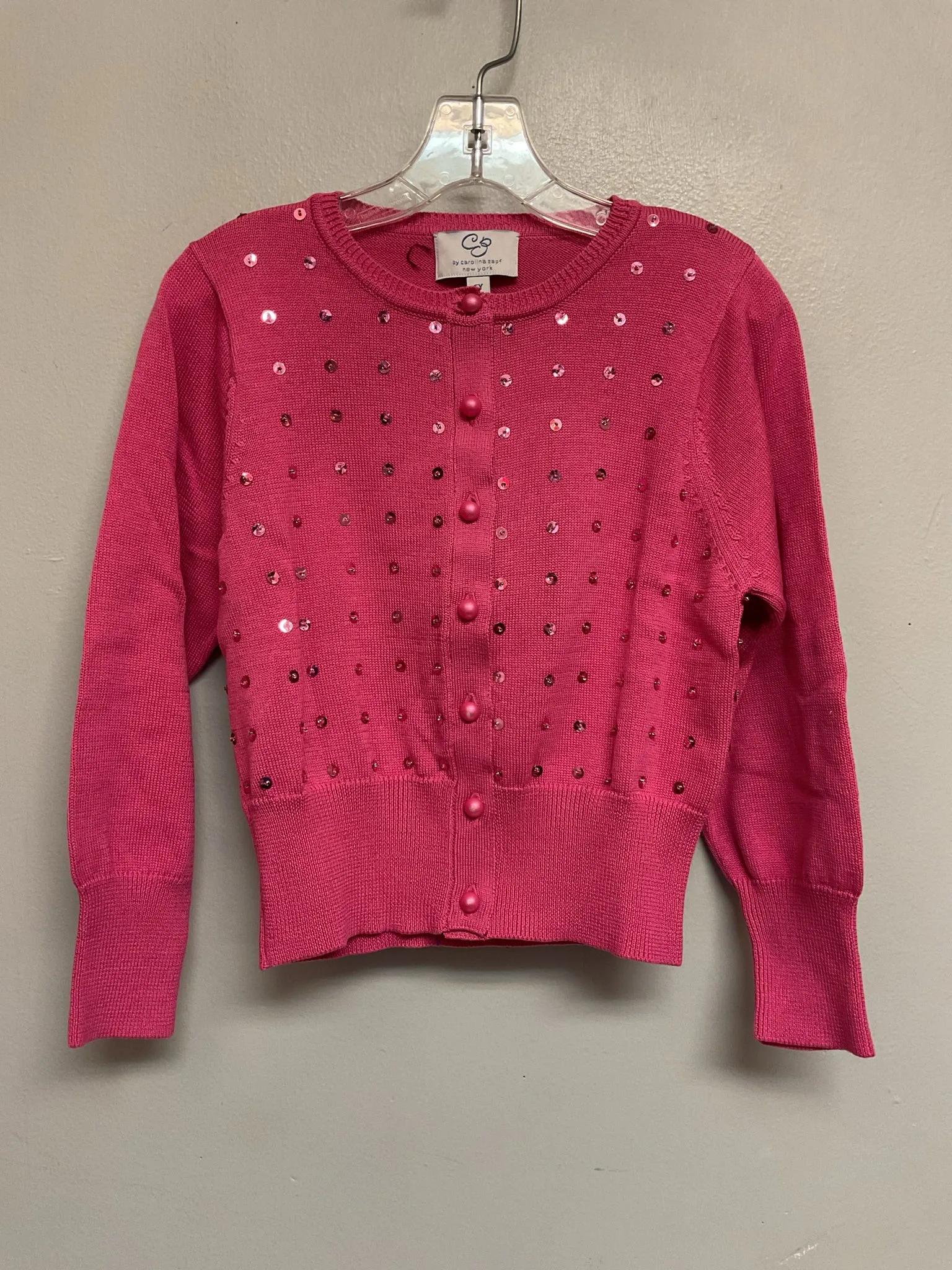 Carolina Zapf Size 5 Pink Sequined Cotton Girls Sweaters & Vests