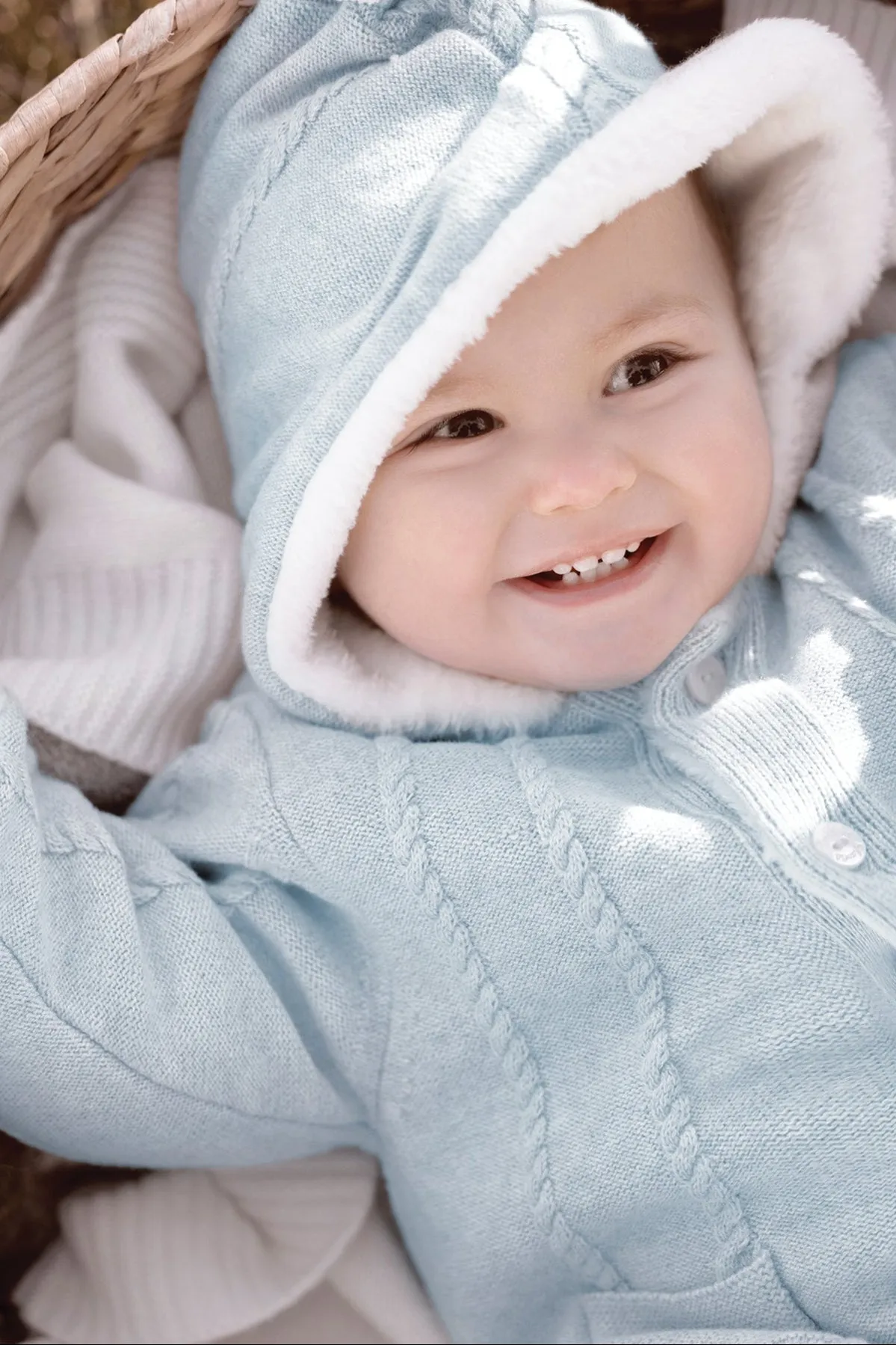 Coat - Sky Blue Cable Knit