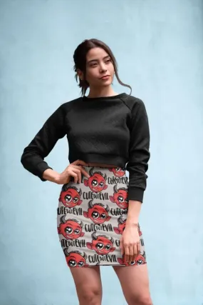 Cute But Evil Pattern Pencil Skirt