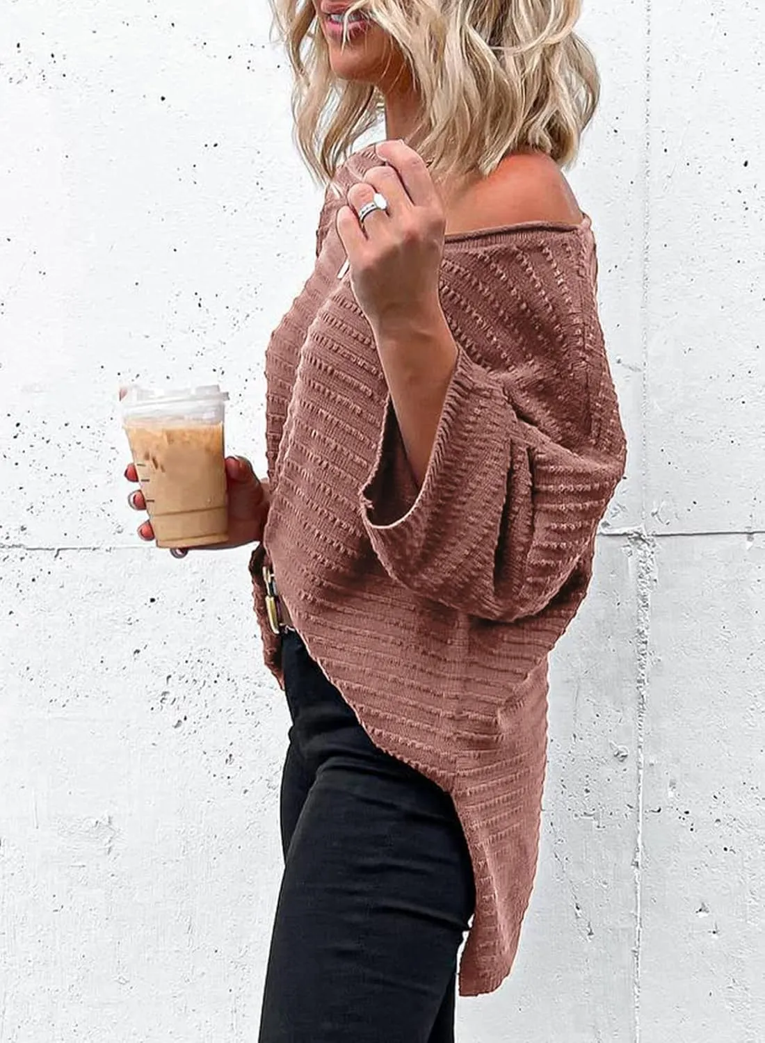 Dokotoo Women's Casual 3/4 Sleeve Loose Tunic Tops Lightweight Knit Fall Pulover Sweater Blouses