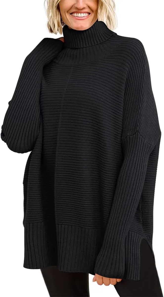 EFAN Women's Turtleneck Oversized Sweaters Fall Outfits Clothes Trendy Fashion Long Pullover Knit Winter Tunic 2025