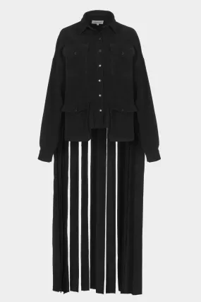 Fringe wool jacket with front pockets