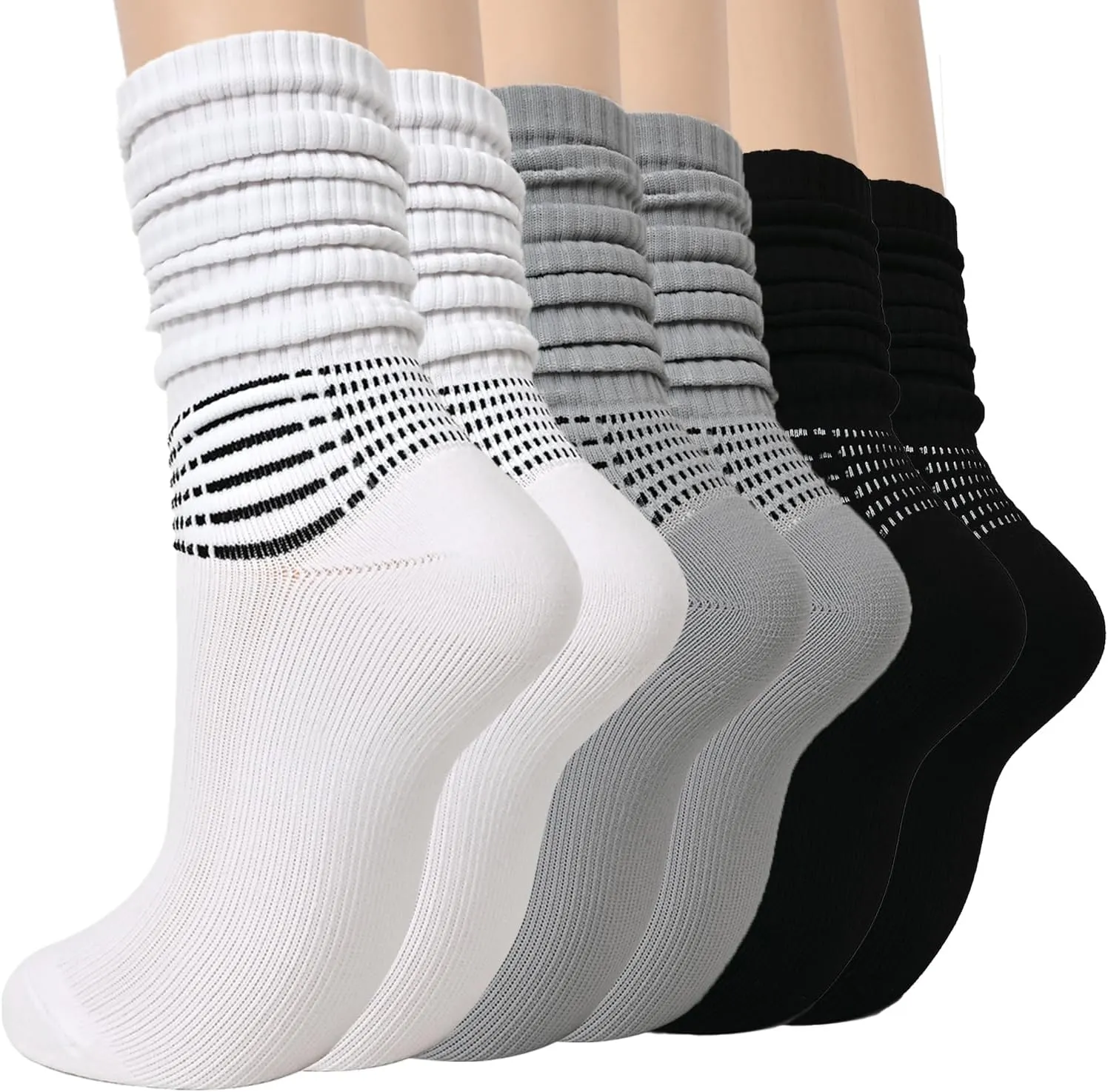 IRAMY Compression Socks for Women Scrunch Ankle Support Coolmax Wicking Running Cushioned Plantar Fasciitis Slouchy Sock