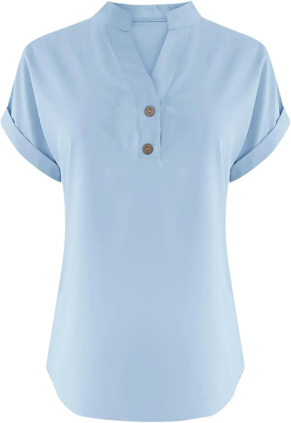 Linen Shirt for Women Summer Button Down Short Sleeve V Neck Tops Solid Color Comfy Blouses Casual Dressy Tunic Tees