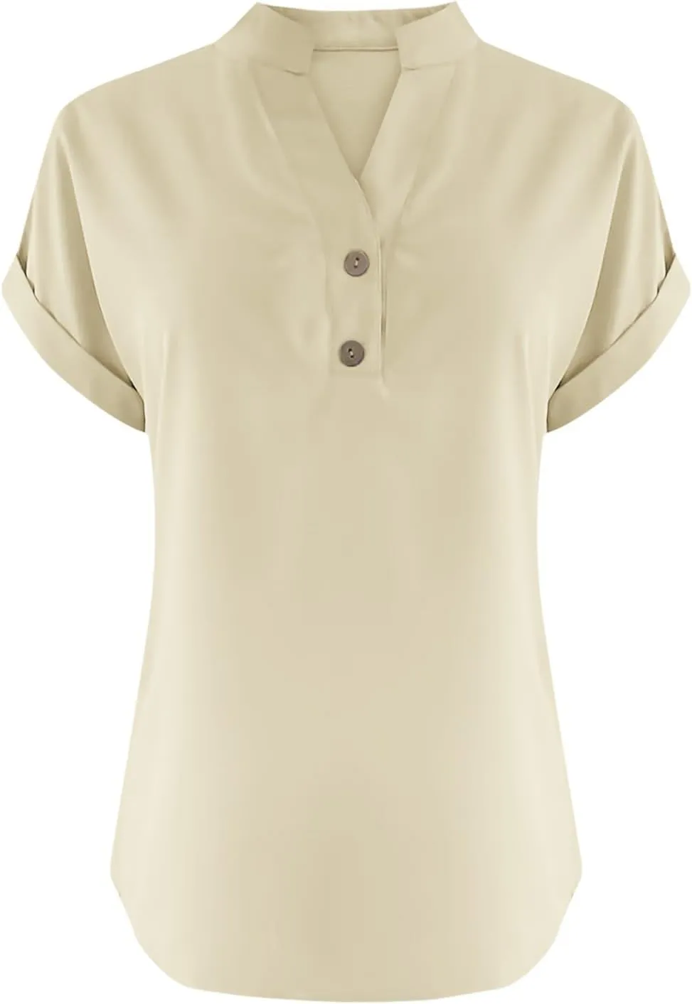 Linen Shirt for Women Summer Button Down Short Sleeve V Neck Tops Solid Color Comfy Blouses Casual Dressy Tunic Tees