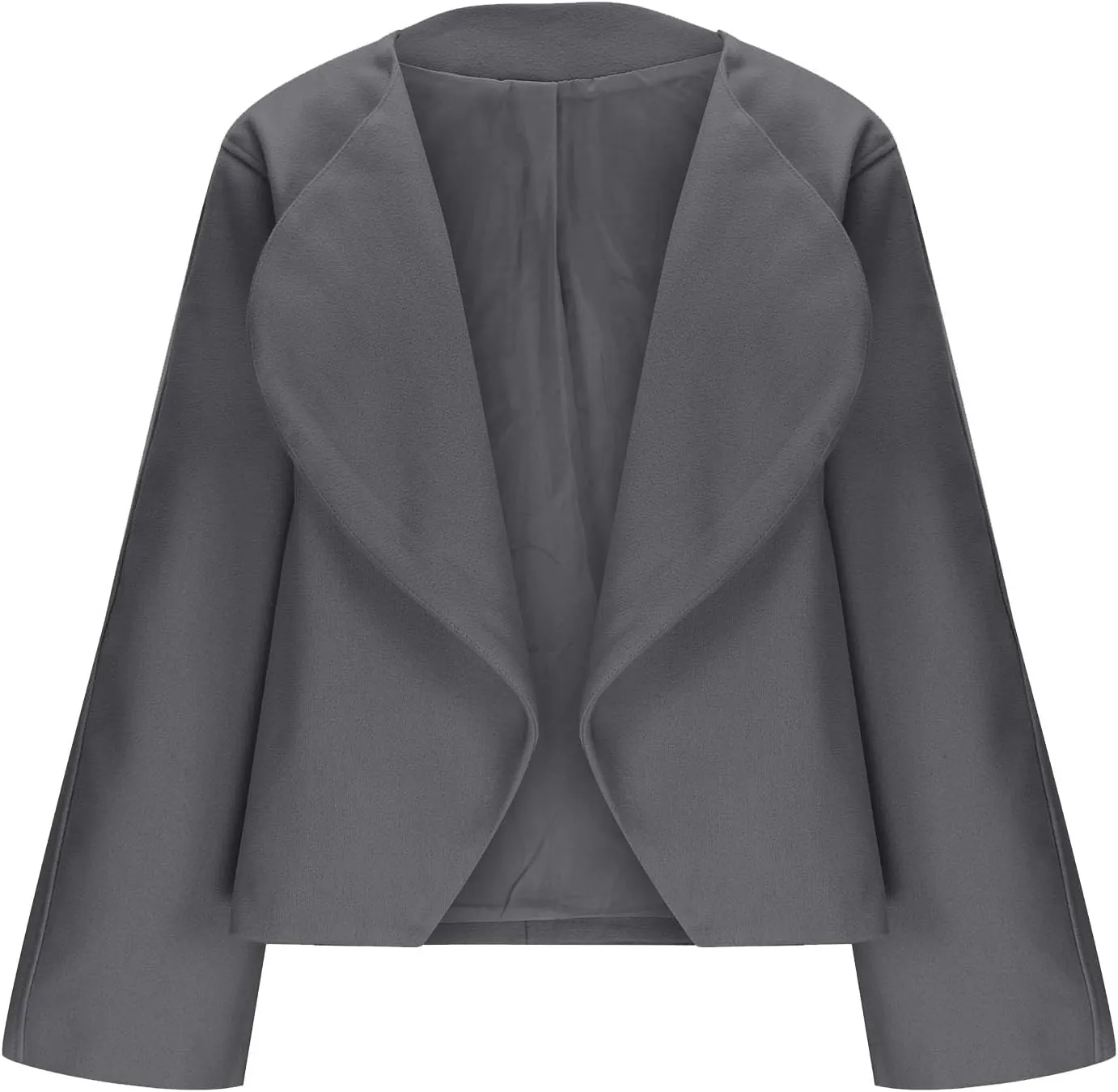 Lmdudan Women Cropped Pea Coat 2024 Winter Casual Jacket Classic Lapel Collar Open Front Fashion Loose Cardigan Outerwear