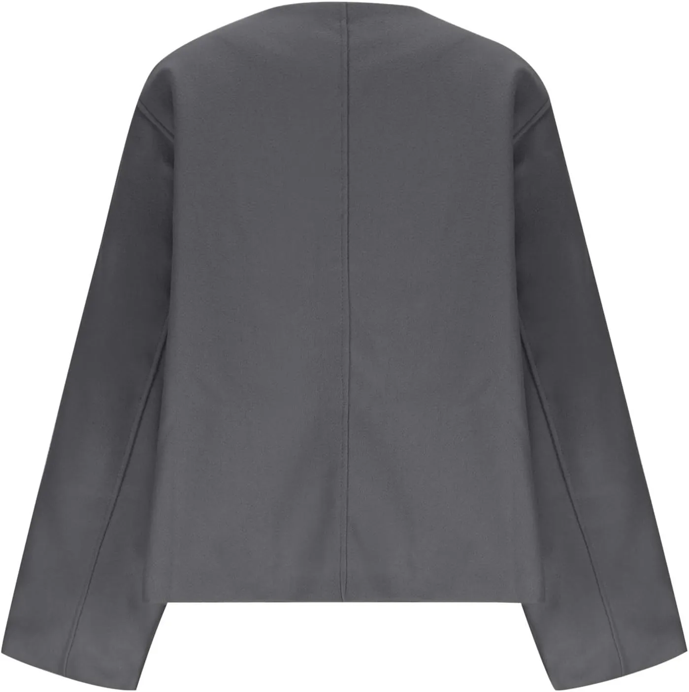 Lmdudan Women Cropped Pea Coat 2024 Winter Casual Jacket Classic Lapel Collar Open Front Fashion Loose Cardigan Outerwear