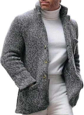 Mens Fashion Knitted Blazers Sweaters Plus Size Thicken Thermal Winter Cardigan Casual Long Sleeve Button Down Jacket