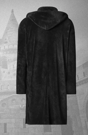 Men's Winter Warm Plush Cashmere Long Loose Hooded Coat