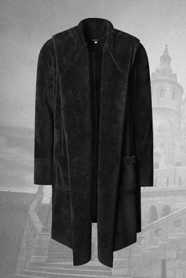 Men's Winter Warm Plush Cashmere Long Loose Hooded Coat