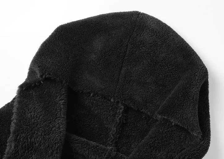 Men's Winter Warm Plush Cashmere Long Loose Hooded Coat