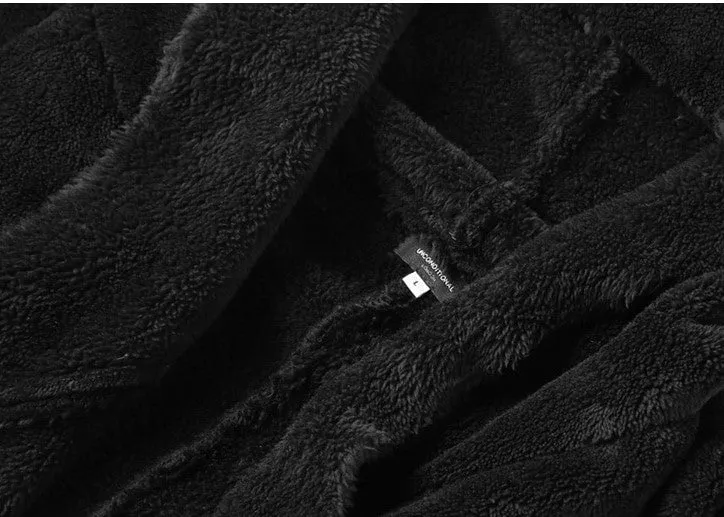 Men's Winter Warm Plush Cashmere Long Loose Hooded Coat