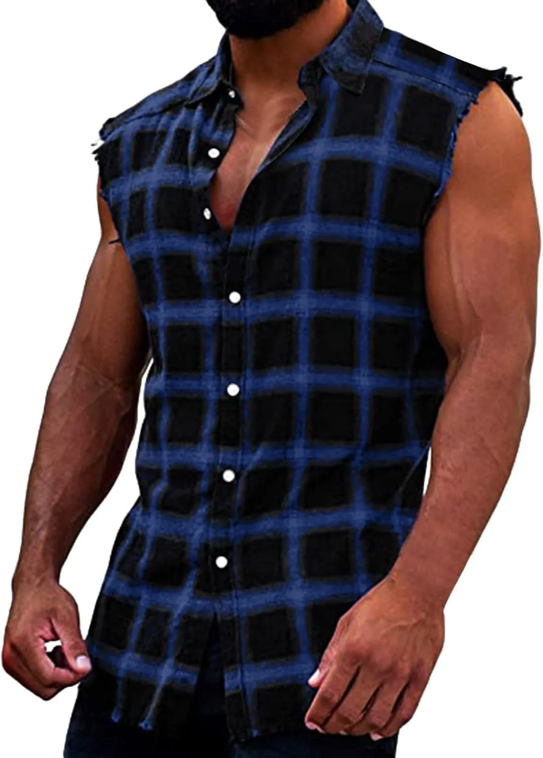 Men's Workout Hooded Tank Tops Sleeveless Hoodies Gym Workout Training Tees Bodybuilding Muscle Cut Off T-Shirts Conceal Carry Jackets for Men(Dark Blue-E,Large)