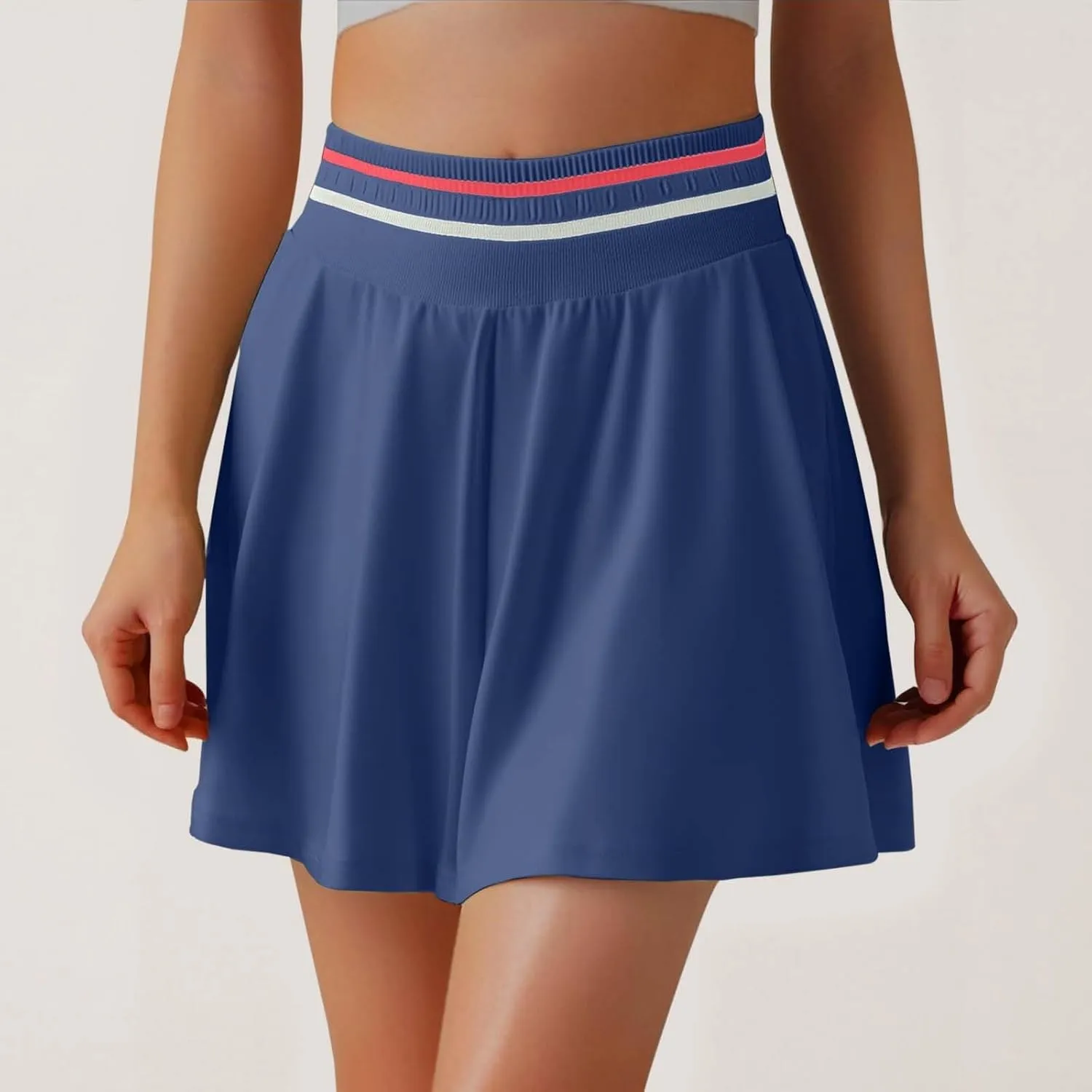 Mini Skirt for Women High Elastic Waist Sports Tummy Control Flowy Yoga Short Skirts for Summer Running Athletic