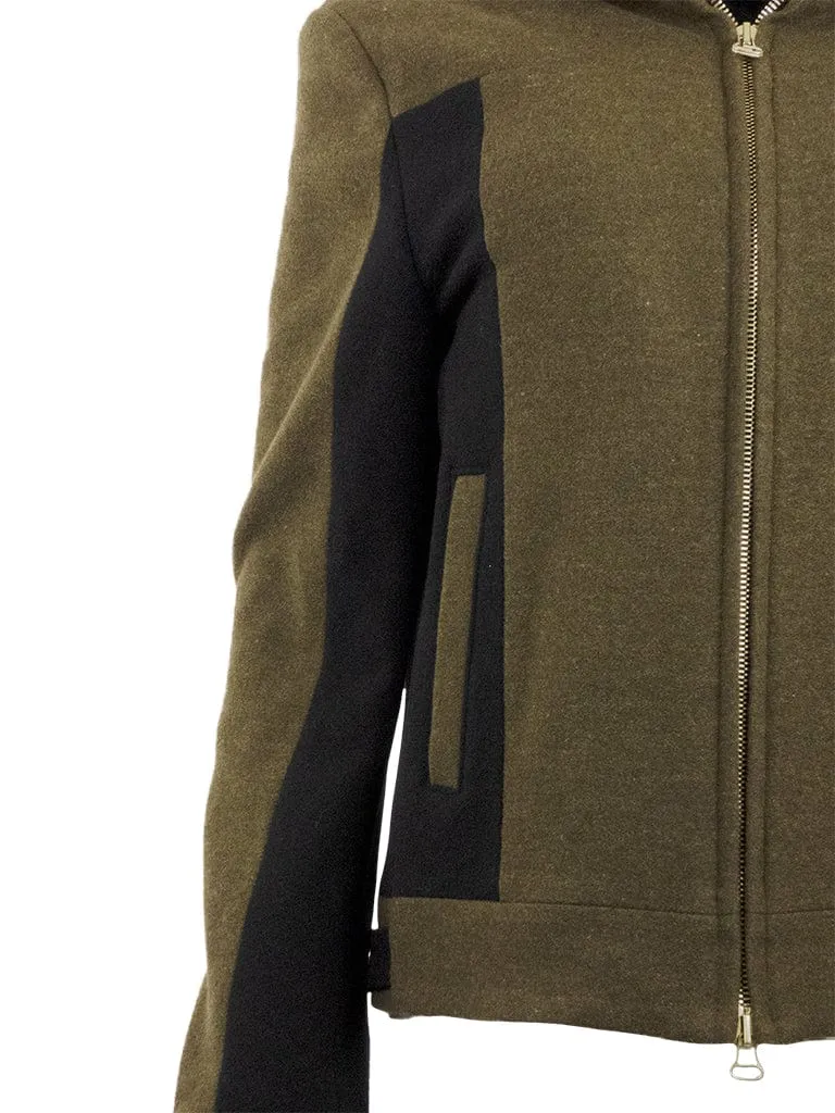 Olive & Black Full Zip Wool Jacket