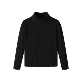 P EMBLEM TURTLENECK SWEATER-BLACK