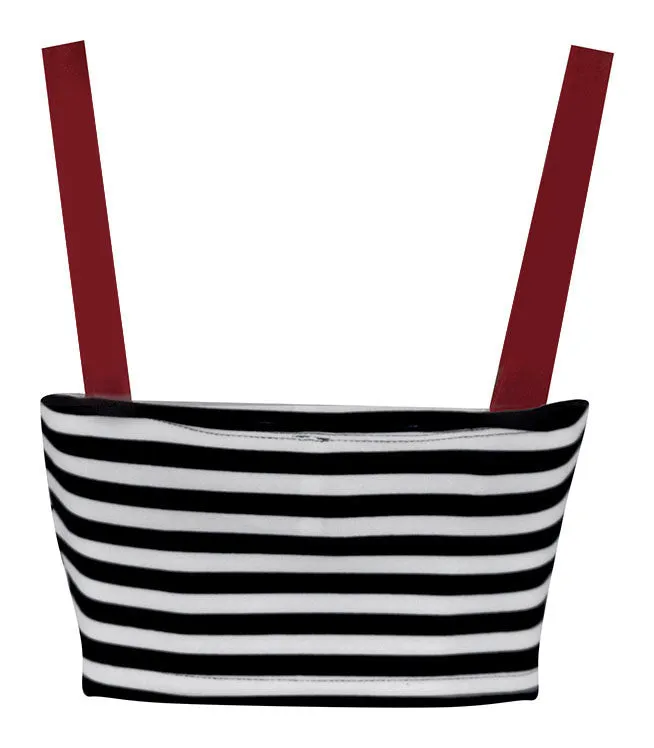 Pin Me Up Striped Crop Top in Red