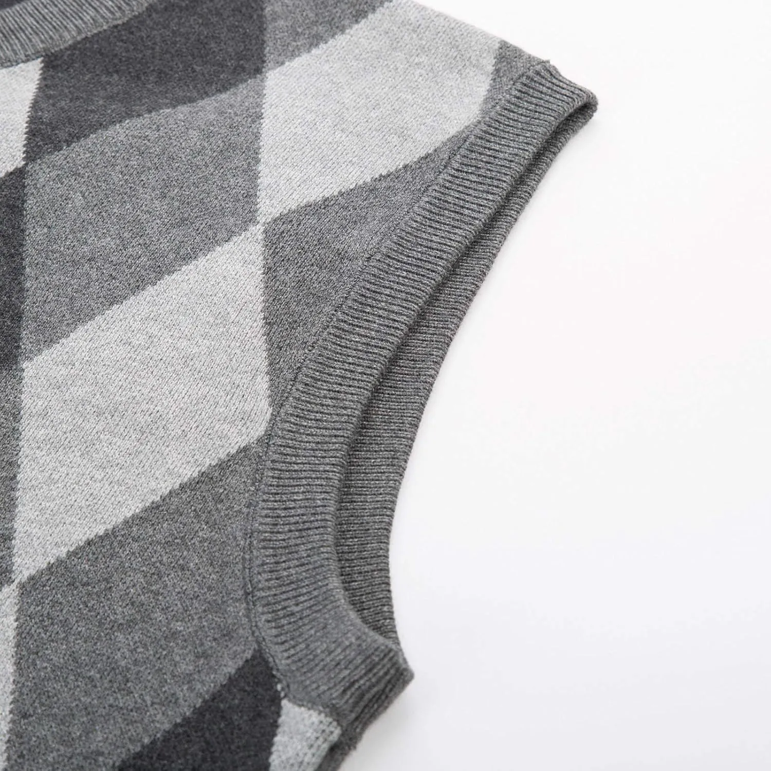 PJ PAUL JONES Mens Casual Argyle Sweater Vest V-Neck Sleeveless Pullover Knitwear Vests