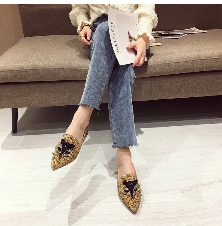 Rhinestone Rivet Flat Pointed Joker  Fashion Shoes