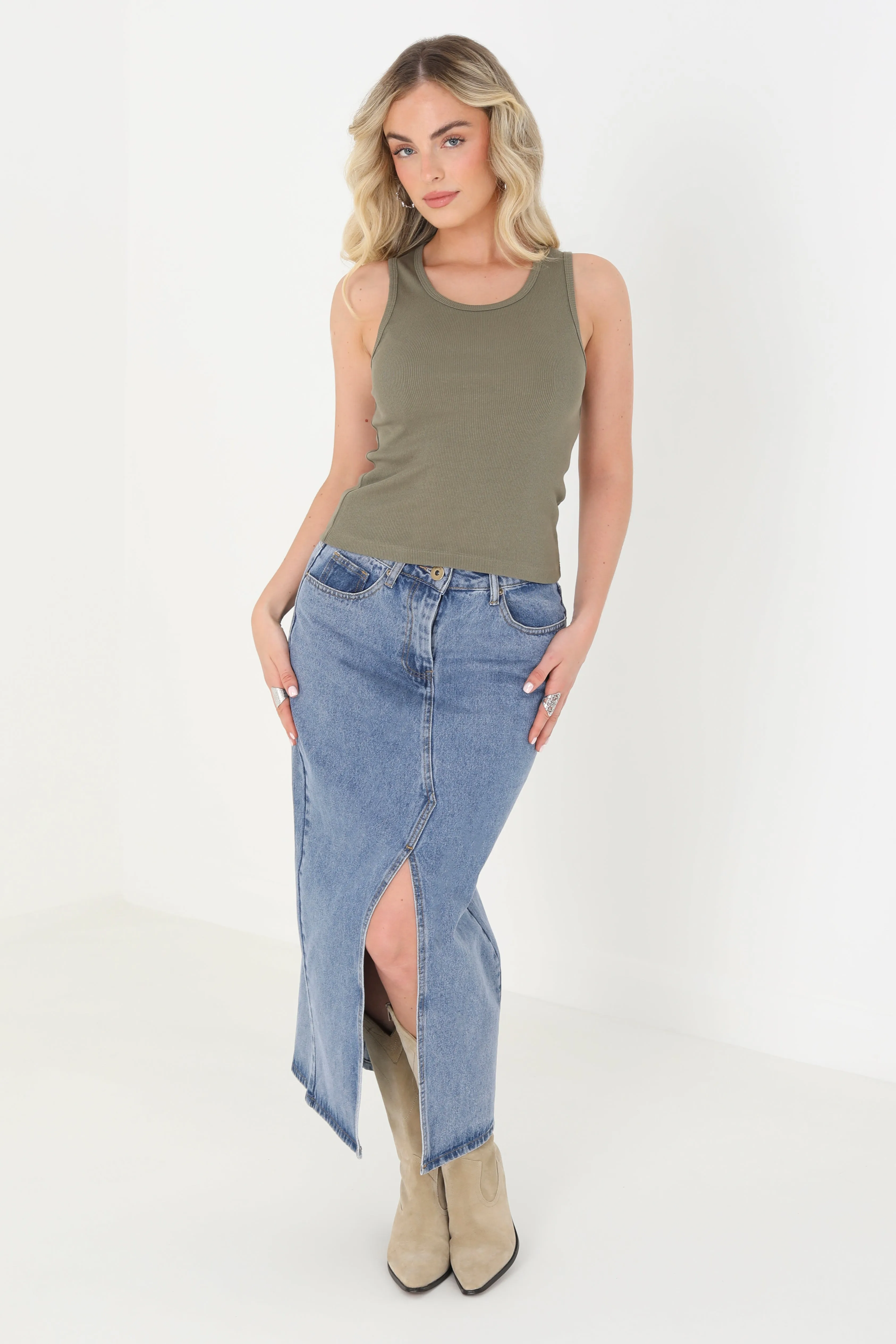 RIBBED SOLID COLOUR TANK VEST