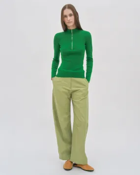 RIBBED ZIP UP TURTLENECK SWEATER