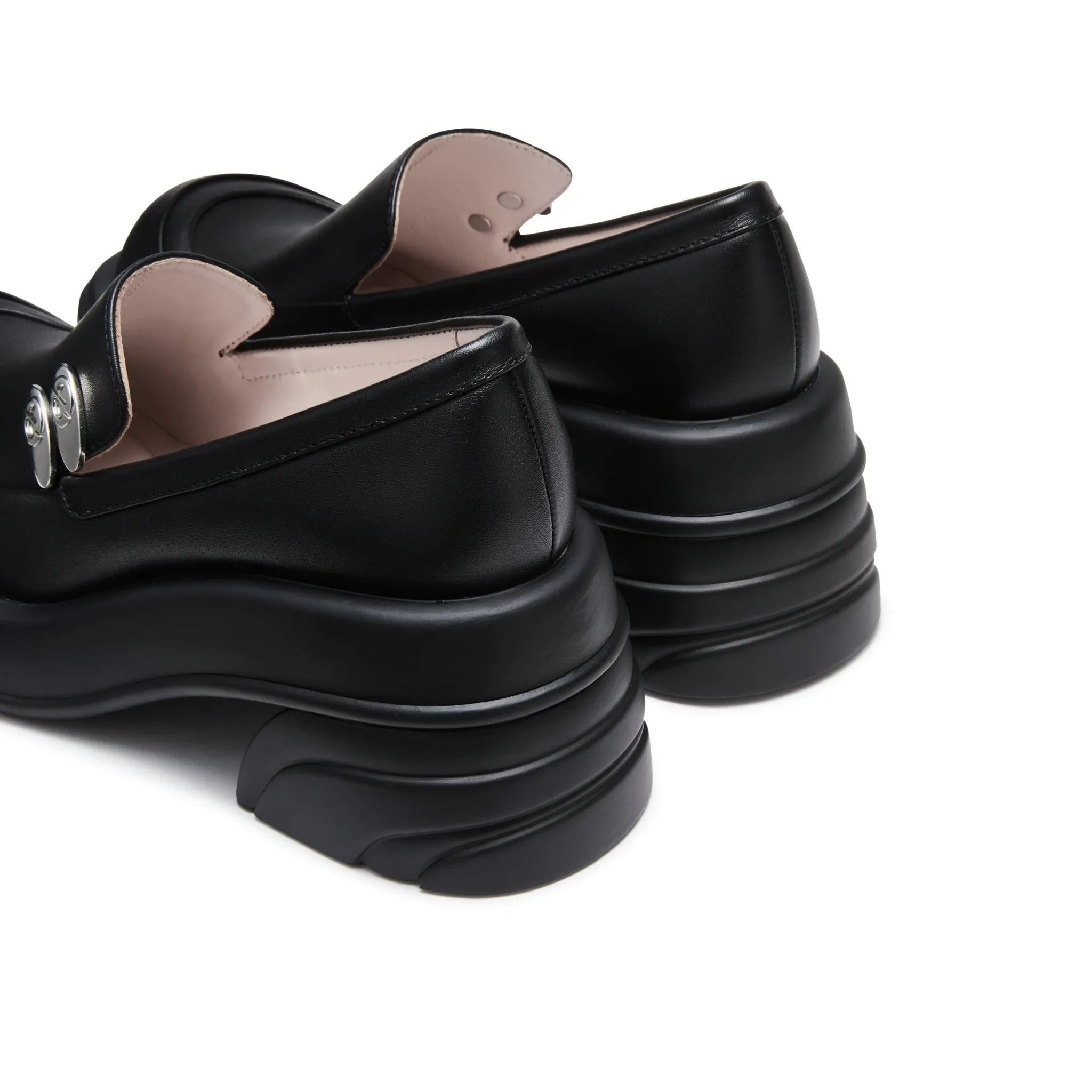 Round toe thick-heeled shoes in Black