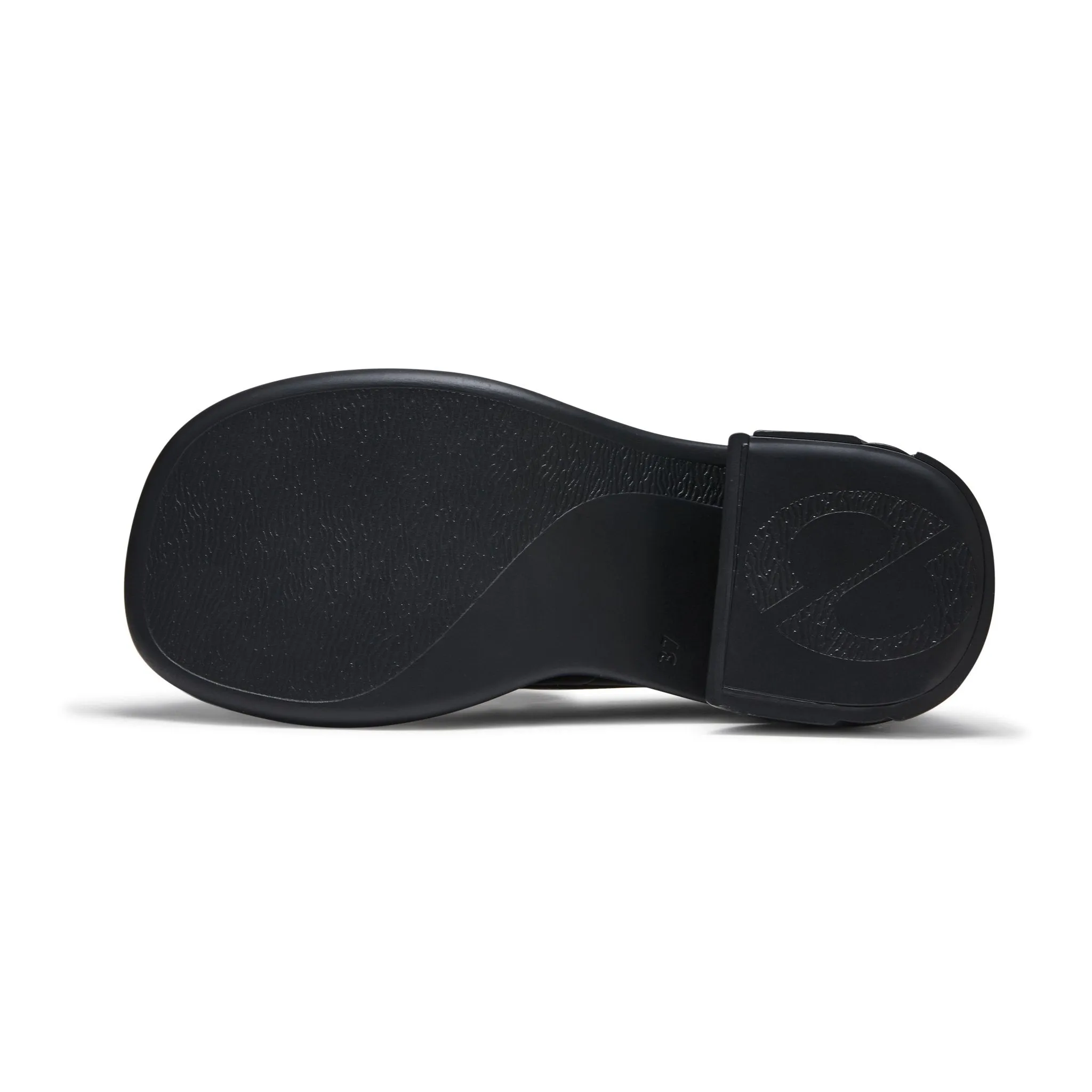 Round toe thick-heeled shoes in Black