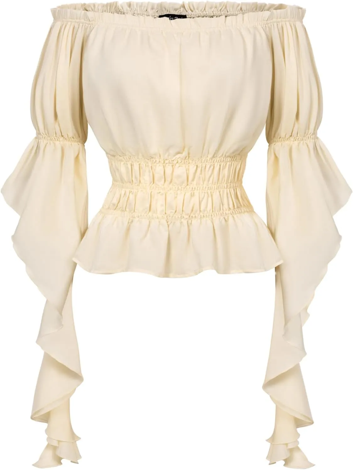 Scarlet Darkness Women's Renaissance Shirt Ruffle Sleeve Off The Shoulder Peplum Blouse Peasant Dressy Top