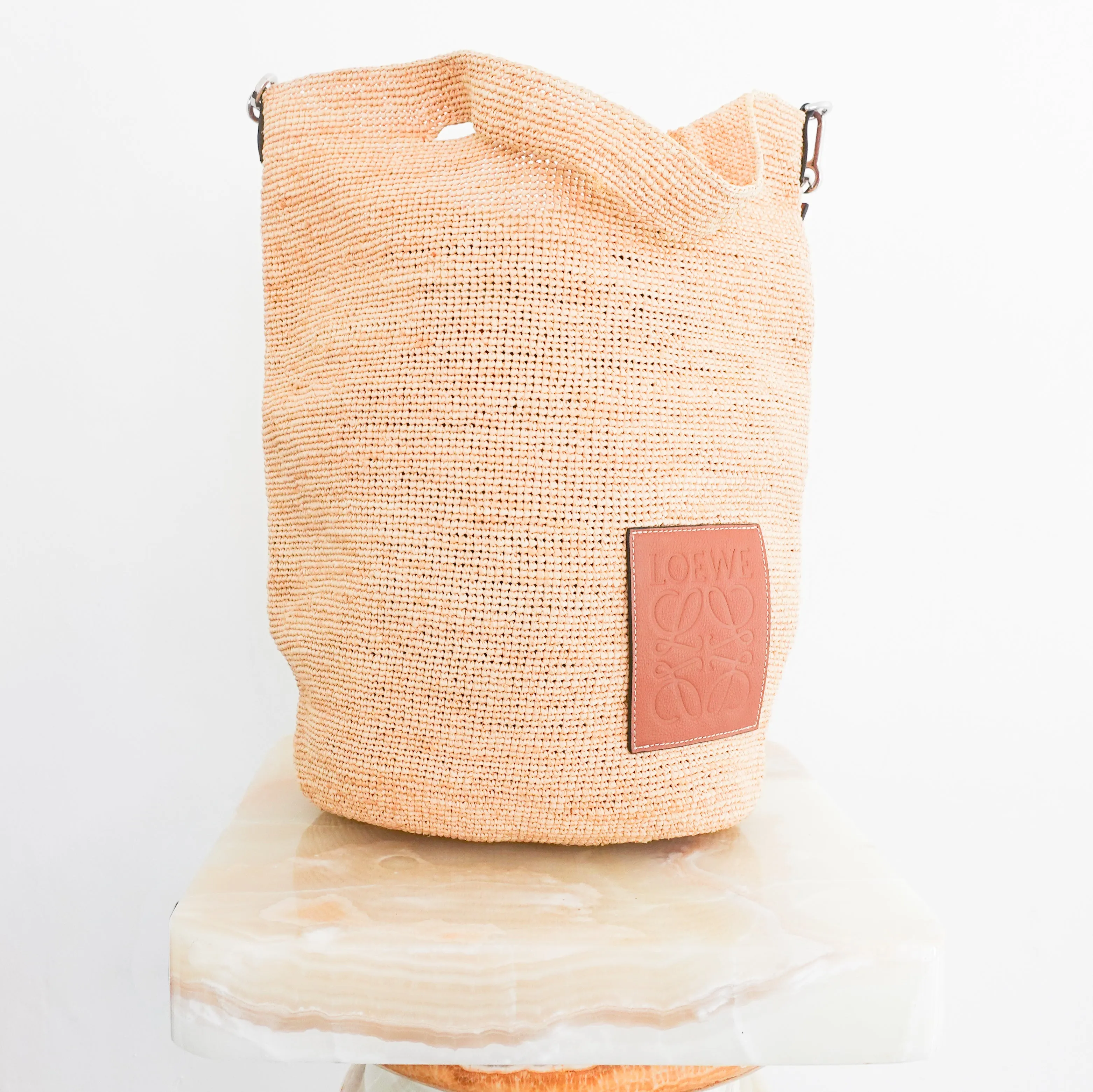 Slit bag in raffia and calfskin RRP £895