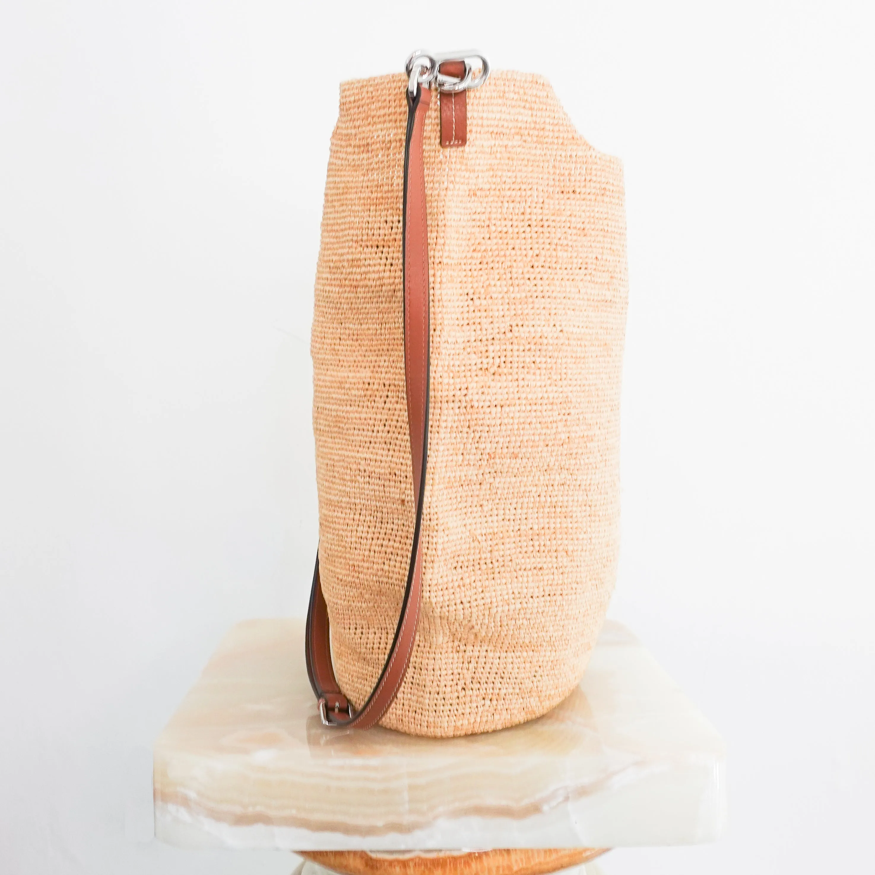 Slit bag in raffia and calfskin RRP £895
