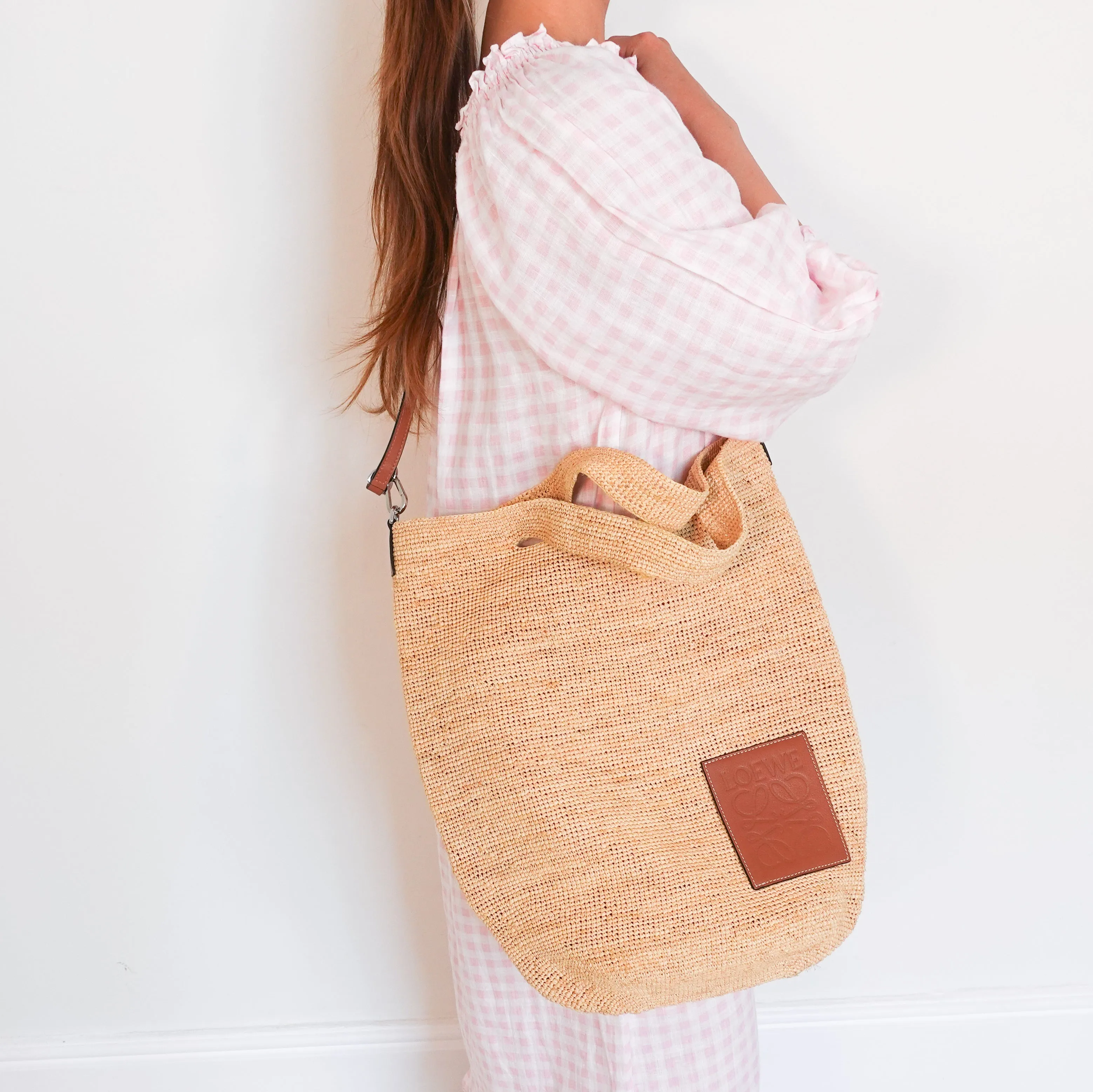 Slit bag in raffia and calfskin RRP £895