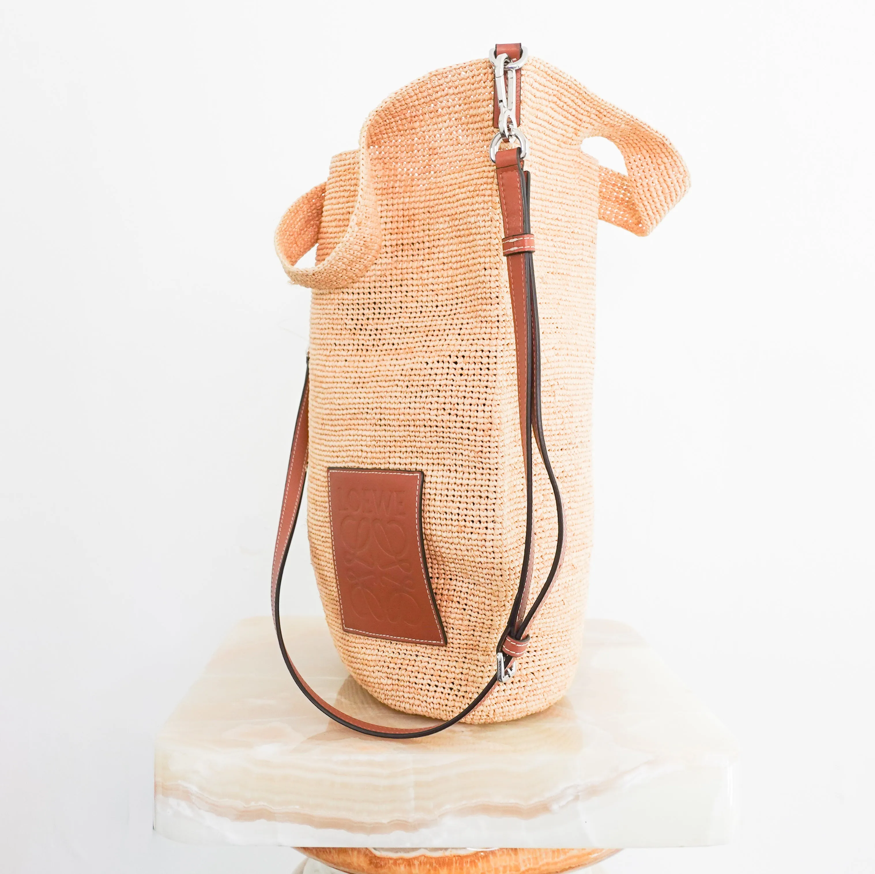 Slit bag in raffia and calfskin RRP £895