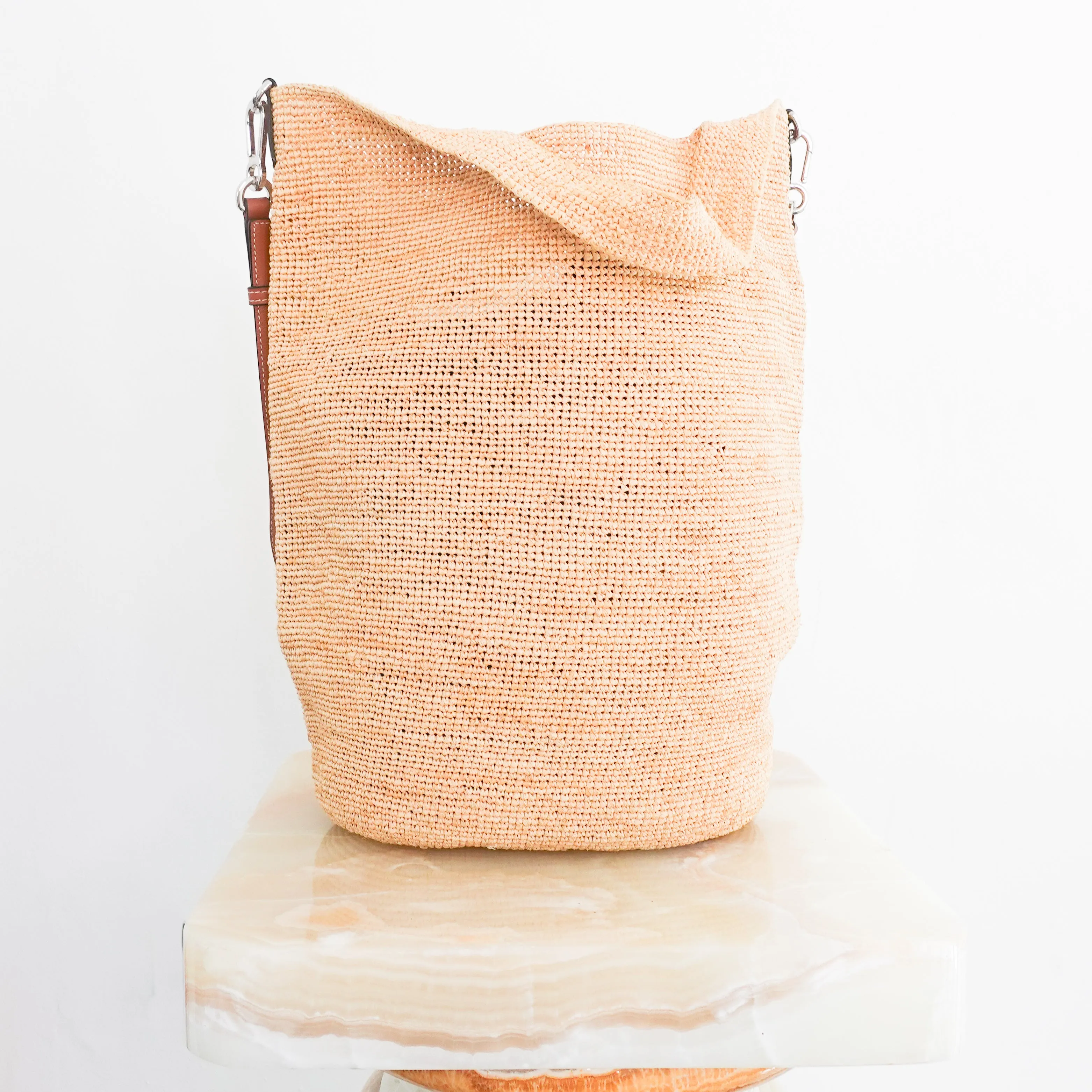 Slit bag in raffia and calfskin RRP £895