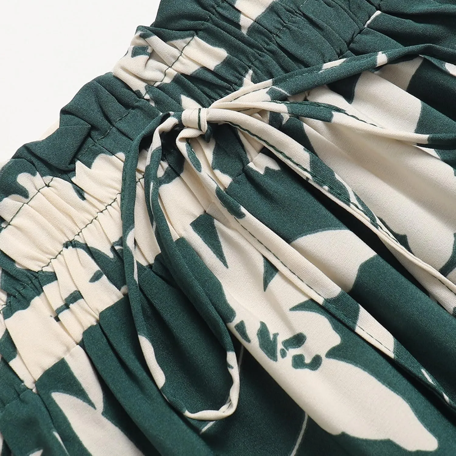 Summer Midi Skirts for Women Fashion Floral Print Elastic High Waist Ruffle Hem Skirt Casual Flowy Color Block Skirt