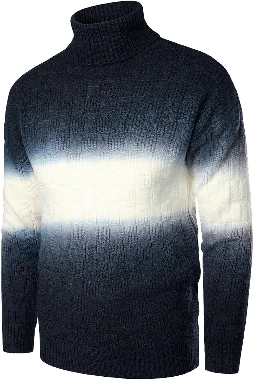 Sweaters for Men Men's Gradient Turtleneck Sweaters Long Sleeve Slim Fit Ribbed Knit Wool Thermal Pullover Sweater Top