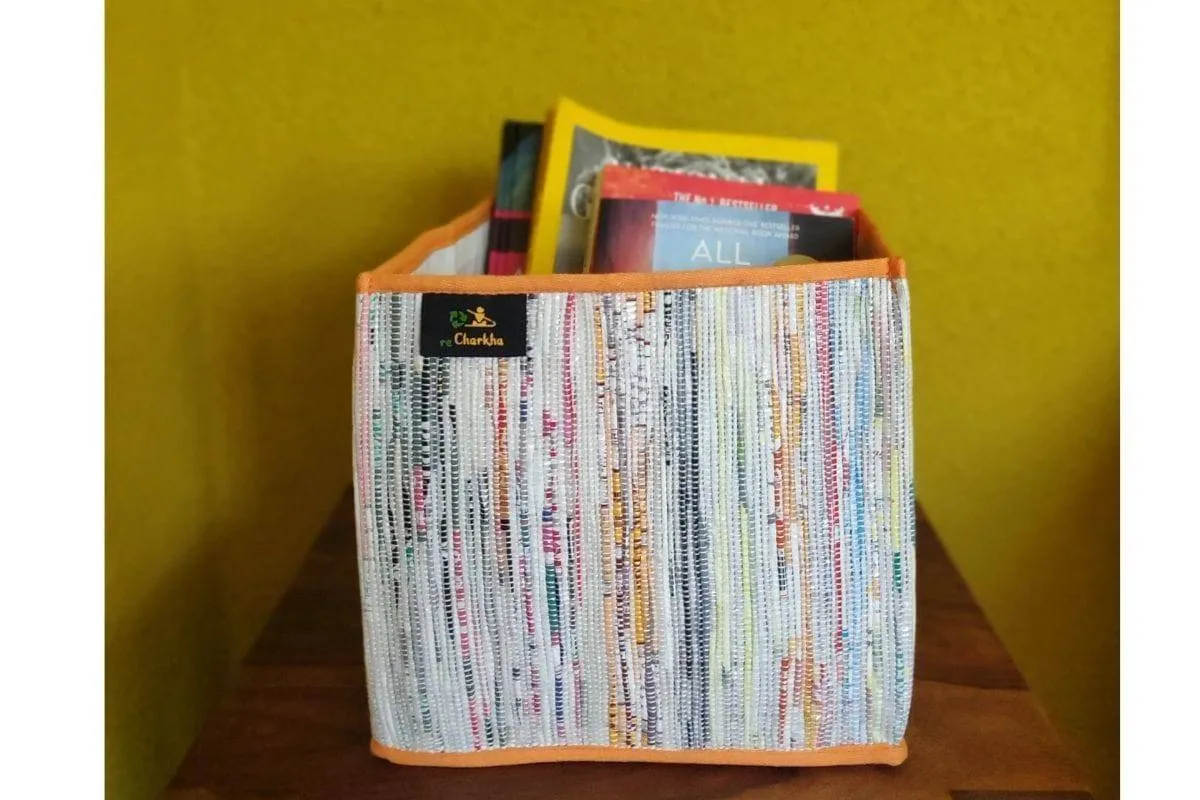 Upcycled Handwoven Collapsible Storage Box - Medium