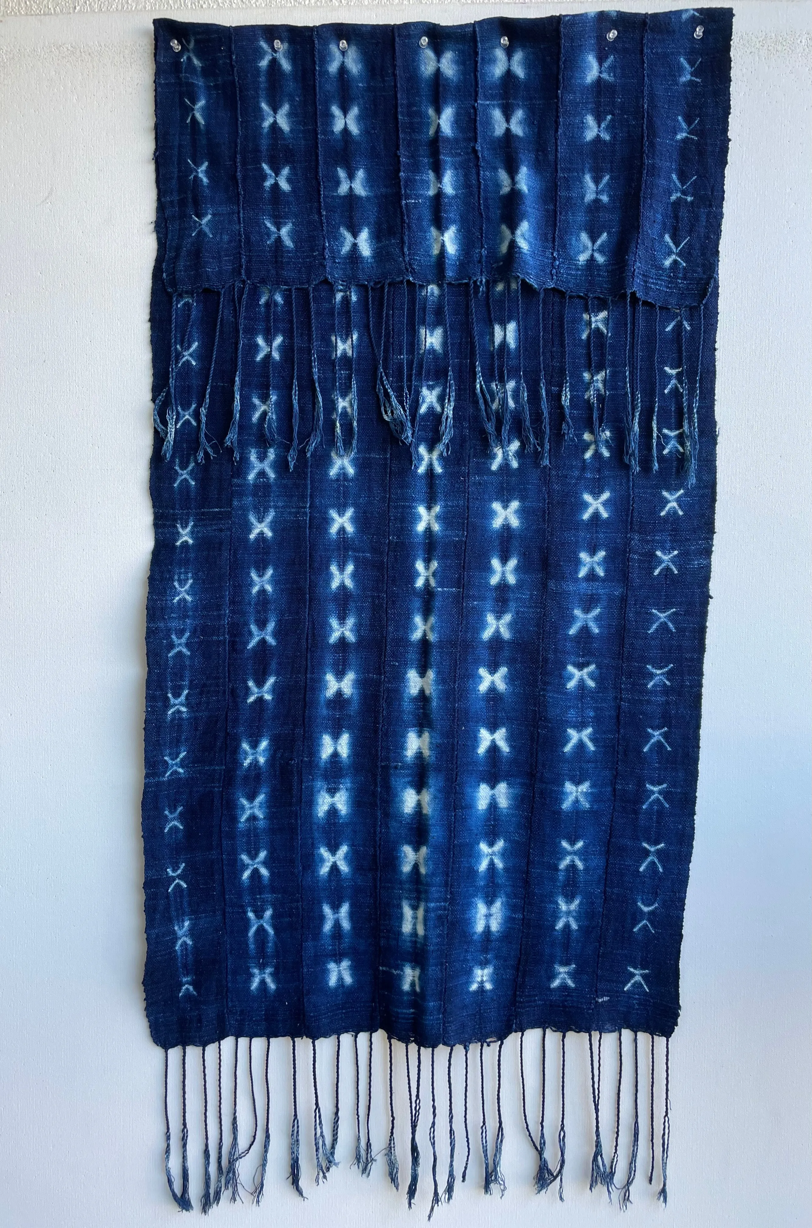 Vintage African Indigo, Tie Dyed Blue Cotton Textile Scarf