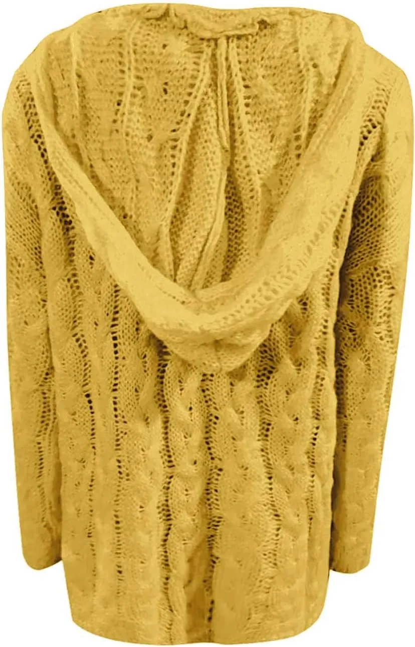Women Hooded Sweater Cable Knit Pullover Sweaters Casual Plus Size Jumper Tops 2022 Chunky Warm Fall Outfits Y2k Modern