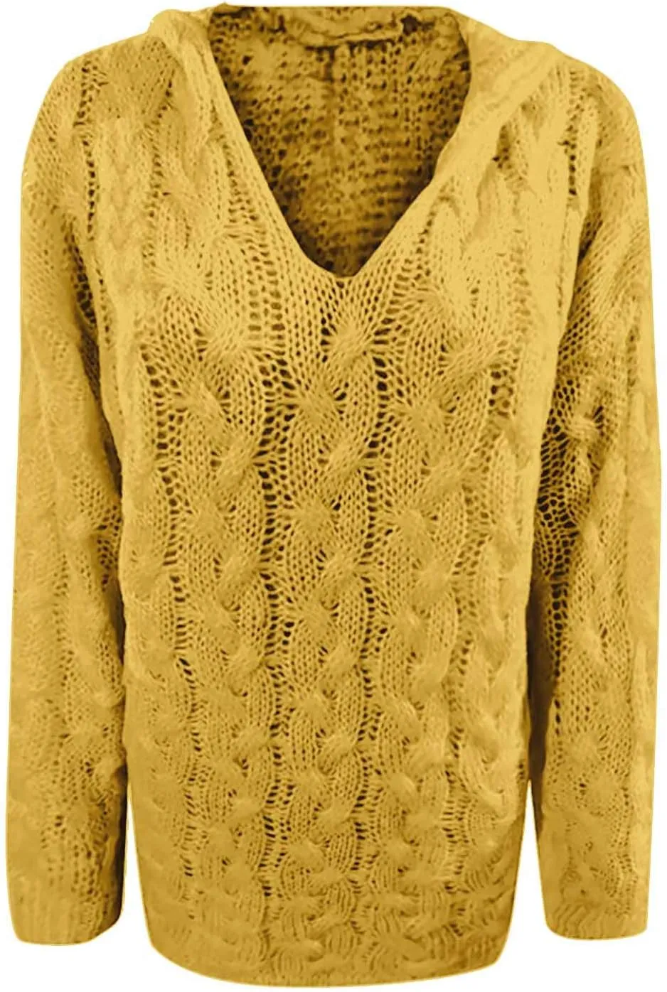Women Hooded Sweater Cable Knit Pullover Sweaters Casual Plus Size Jumper Tops 2022 Chunky Warm Fall Outfits Y2k Modern