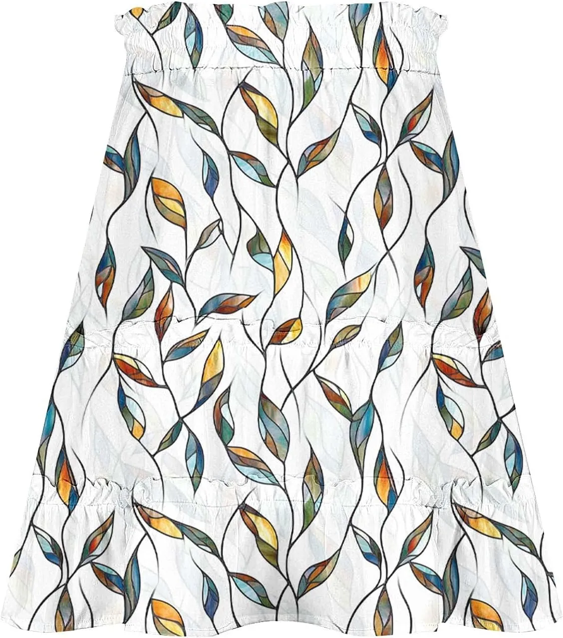 Women Summer Boho Skirts High Waist Casual Flowy Elastic Floral Printed Drawstring Tie-up Mini Skirt with Belt