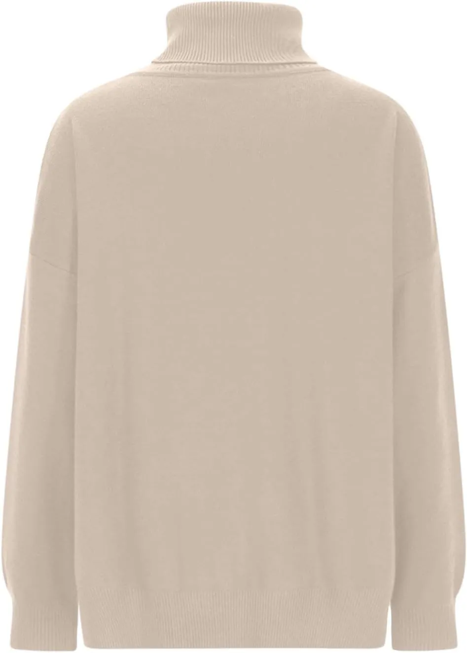 Women Turtleneck Knitted Sweater Long Sleeve Oversized Drop Shoulder Tunic Sweater Side Slit Solid Warm Sweater Top