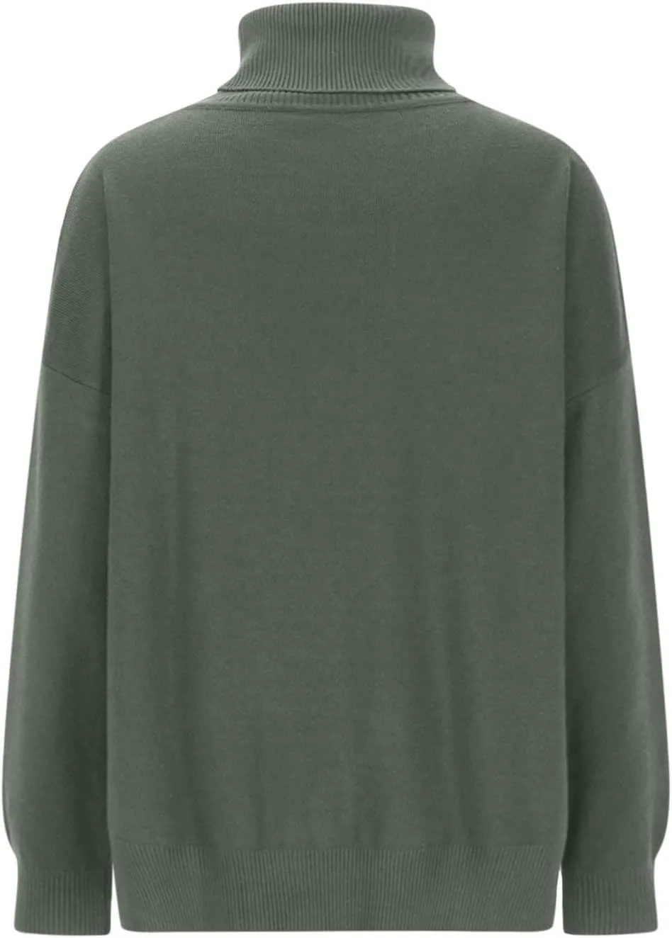 Women Turtleneck Knitted Sweater Long Sleeve Oversized Drop Shoulder Tunic Sweater Side Slit Solid Warm Sweater Top