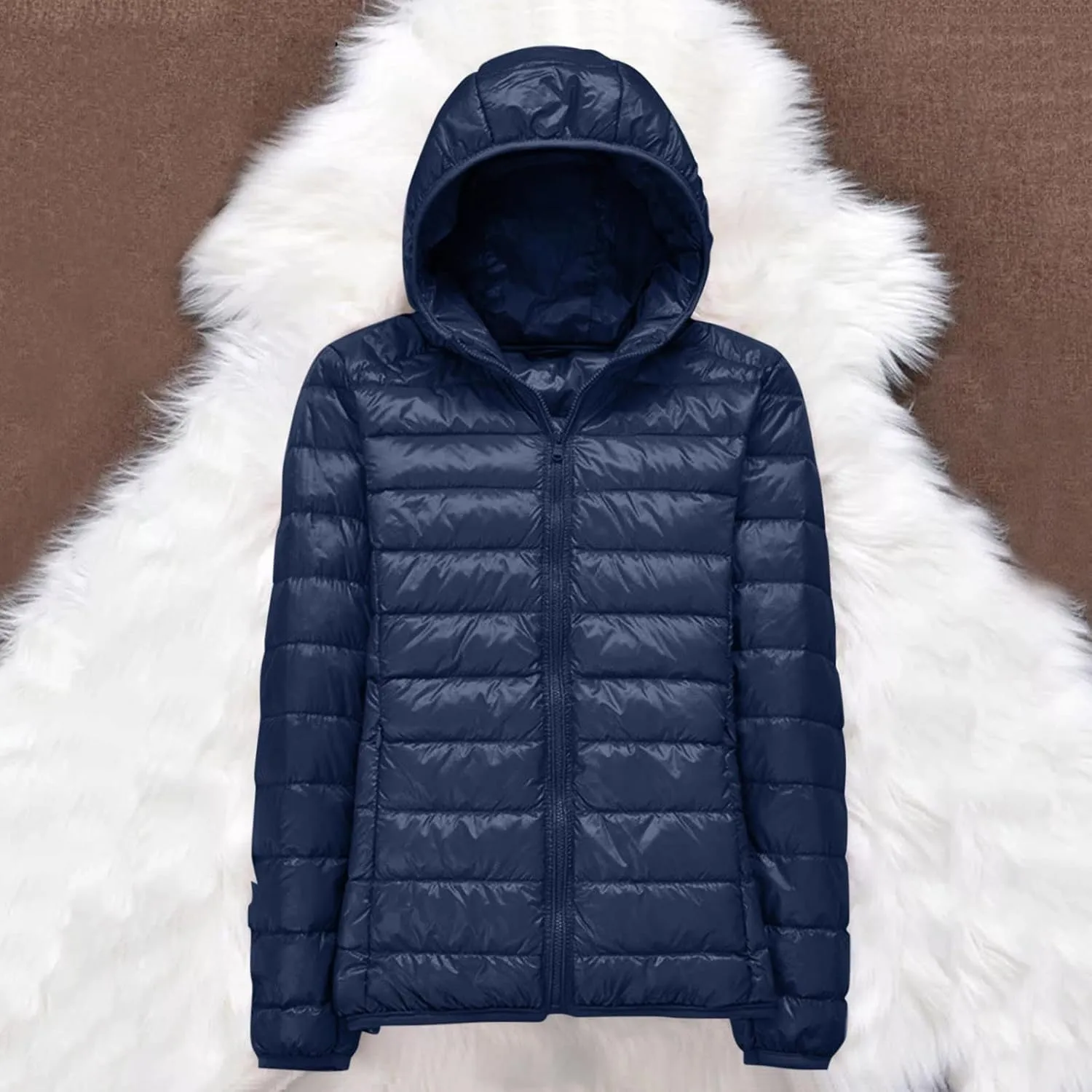 Womens Puffer Jacket 2024 Winter Warm Packable Down Jacket Lightweight Slim Fit Hooded Jacket Short Duck Down Coat