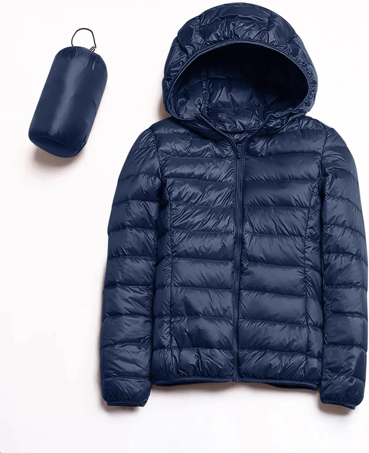 Womens Puffer Jacket 2024 Winter Warm Packable Down Jacket Lightweight Slim Fit Hooded Jacket Short Duck Down Coat