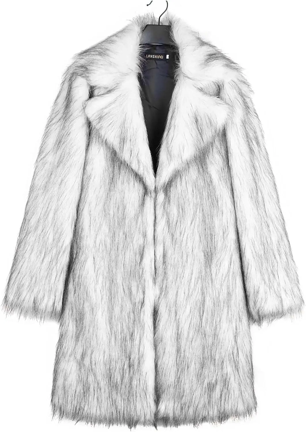 Women's Winter Faux Fur Coats Fuzzy Luxury Faux Fur Mid-Length Jacket Fluffy Thicken Long Sleeve Open Front Cardigan