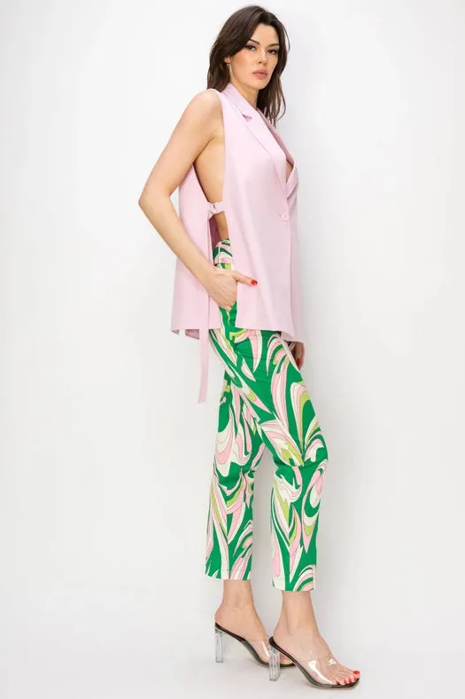 Wrap Collared Sleeveless Vest PINK